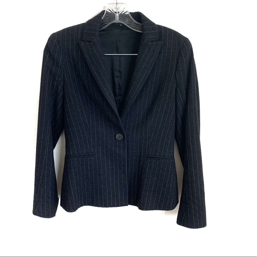 Theory Gray Pinstripe Wool Blazer